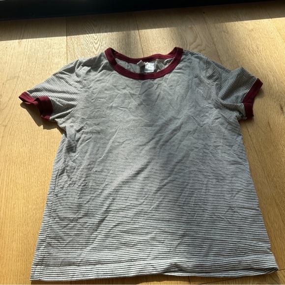 H&M DIVIDED STRIPED SHORT SLEEVE RINGER TEE - S - Picture 8 of 13